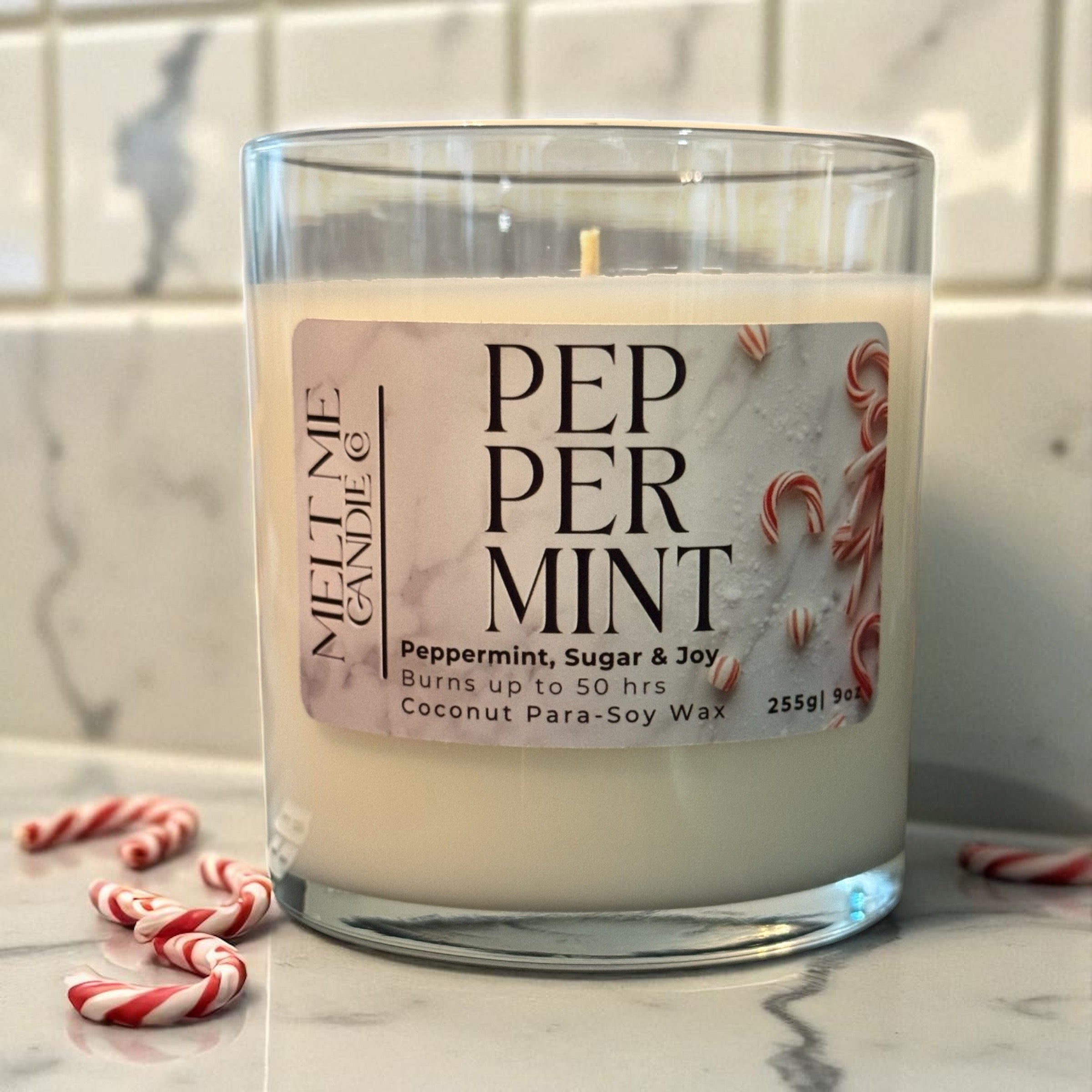 Peppermint Candle & Wax Melts | Candy Cane Scent – Melt Me Candle Co.
