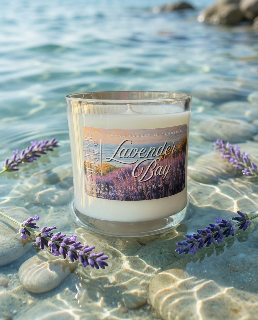 Lavender Bay 12.5 oz candle by Melt Me Candle Co