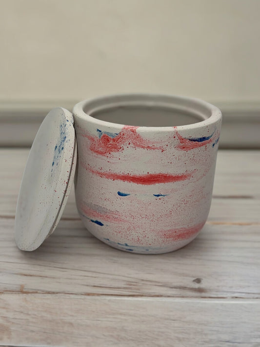 Hand-Poured Concrete Vessel - Red, White & Blue (3 of 4)