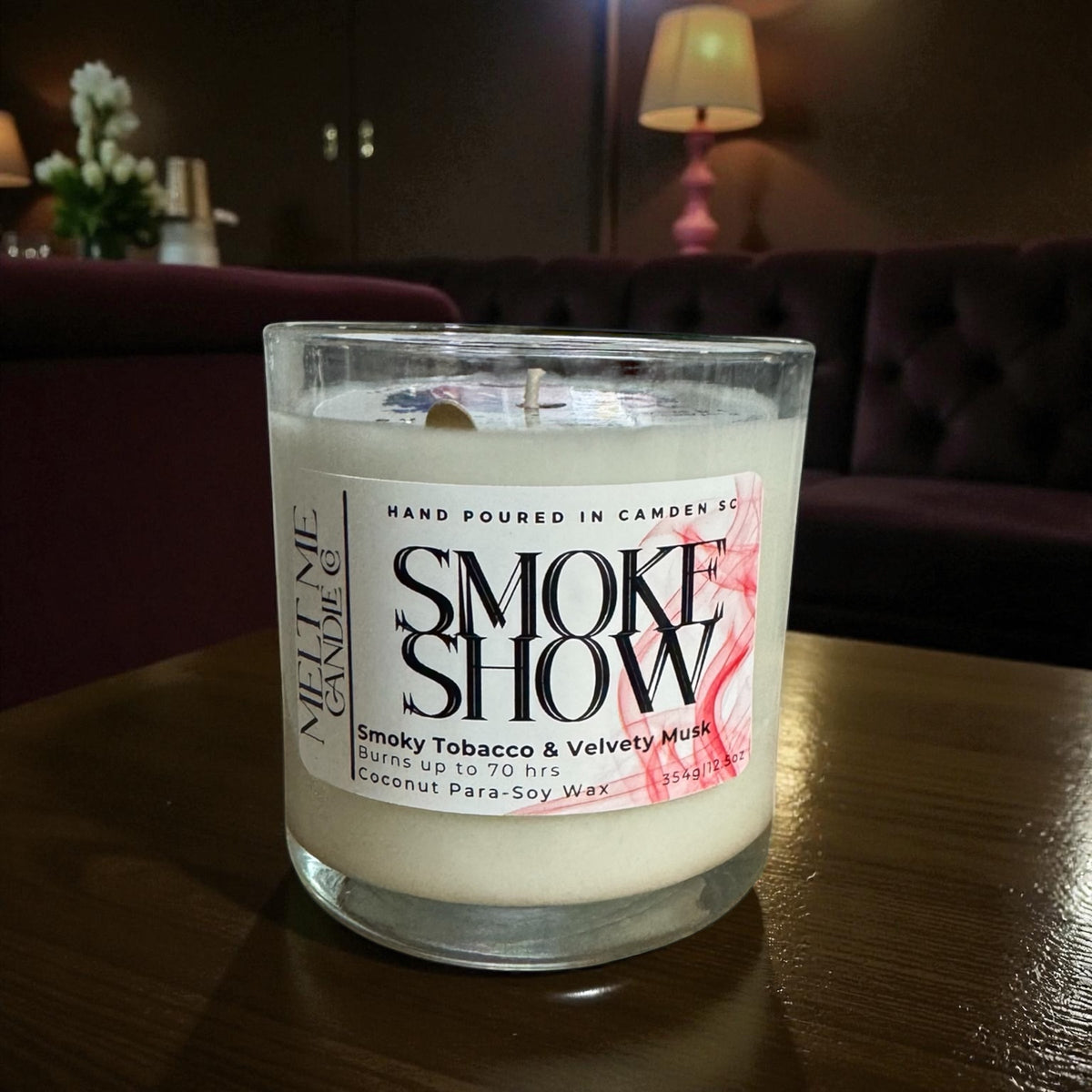 Smoke Show 12.5 oz candle by Melt Me Candle Co
