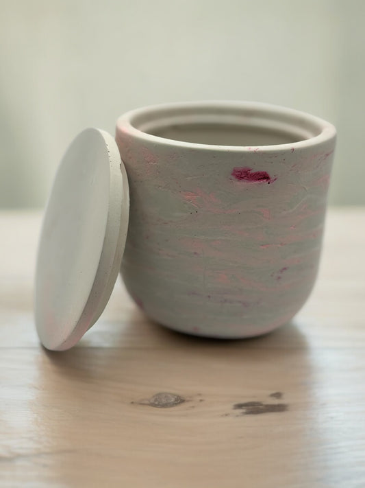 Hand-Poured Concrete Vessel - Pink Hues