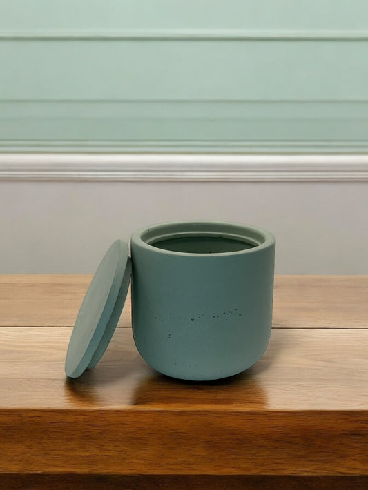 Hand-Poured Concrete Vessel - Blue Green