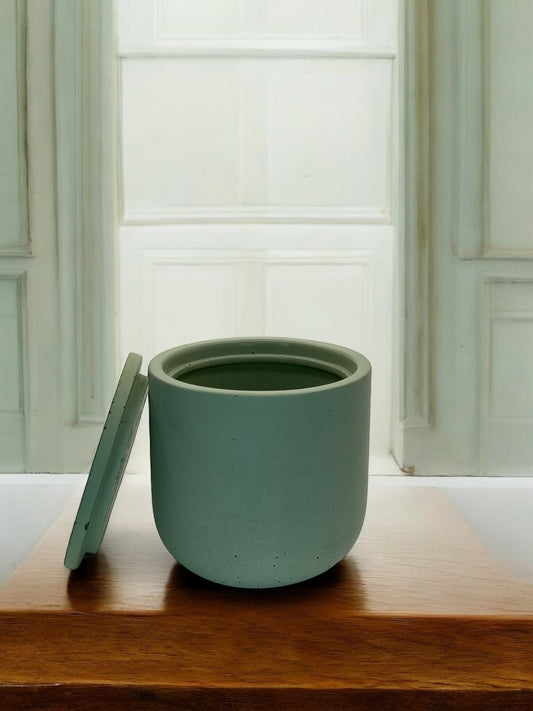 Hand-Poured Concrete Vessel - Seafoam Green