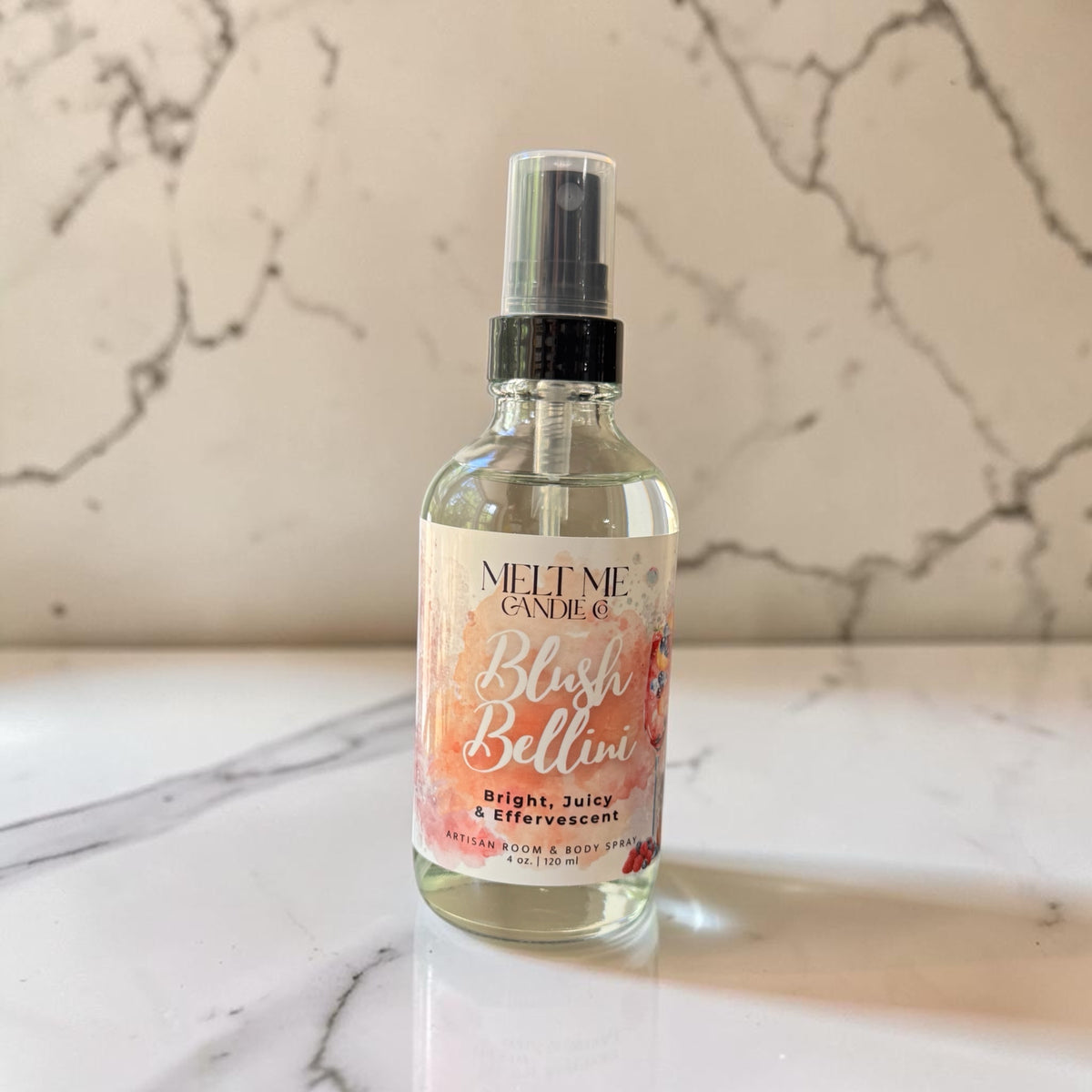 Blush Bellini 4 oz room and body spray by Melt Me Candle Co