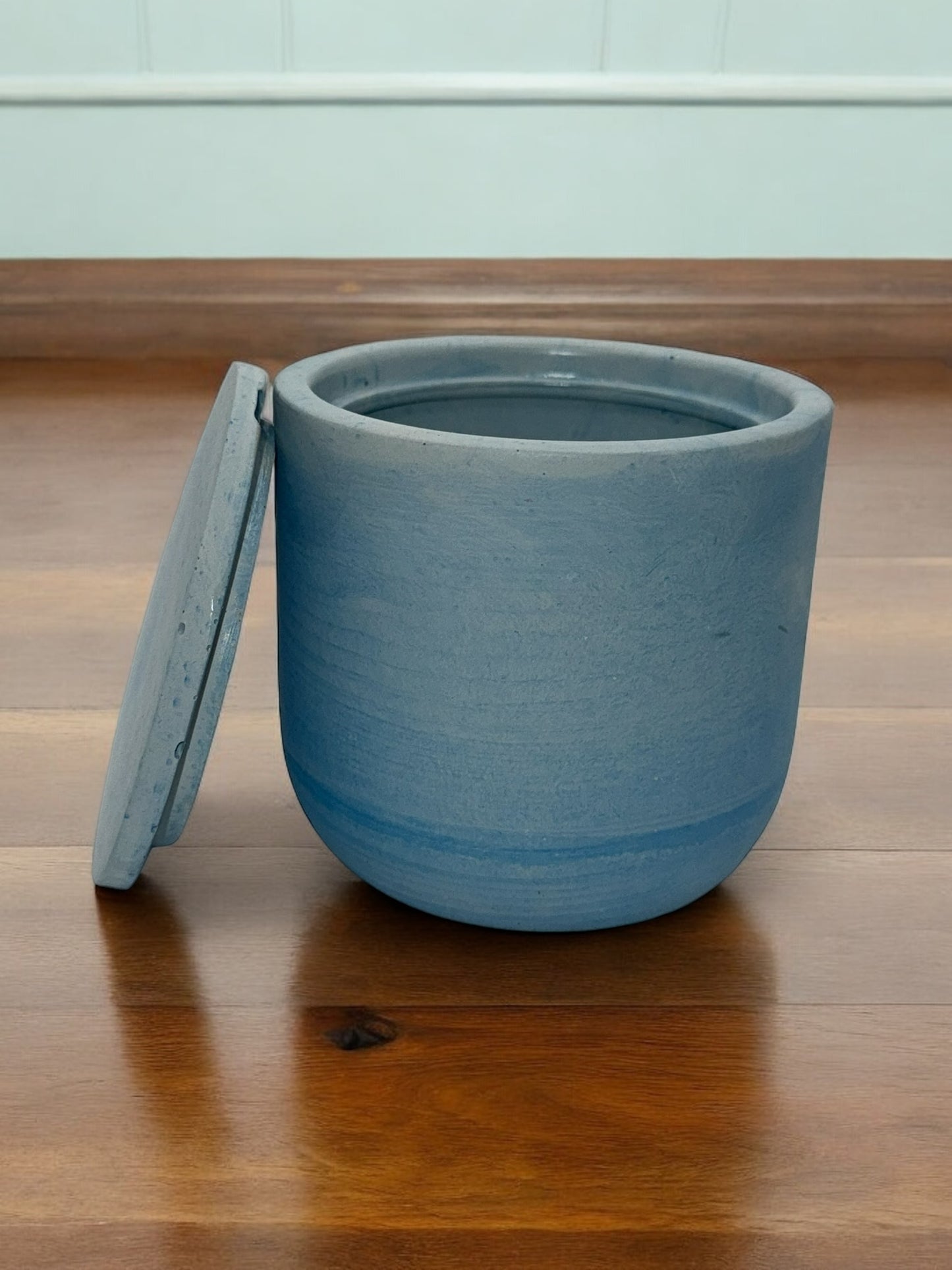 Hand-Poured Concrete Vessel - Medium Blue