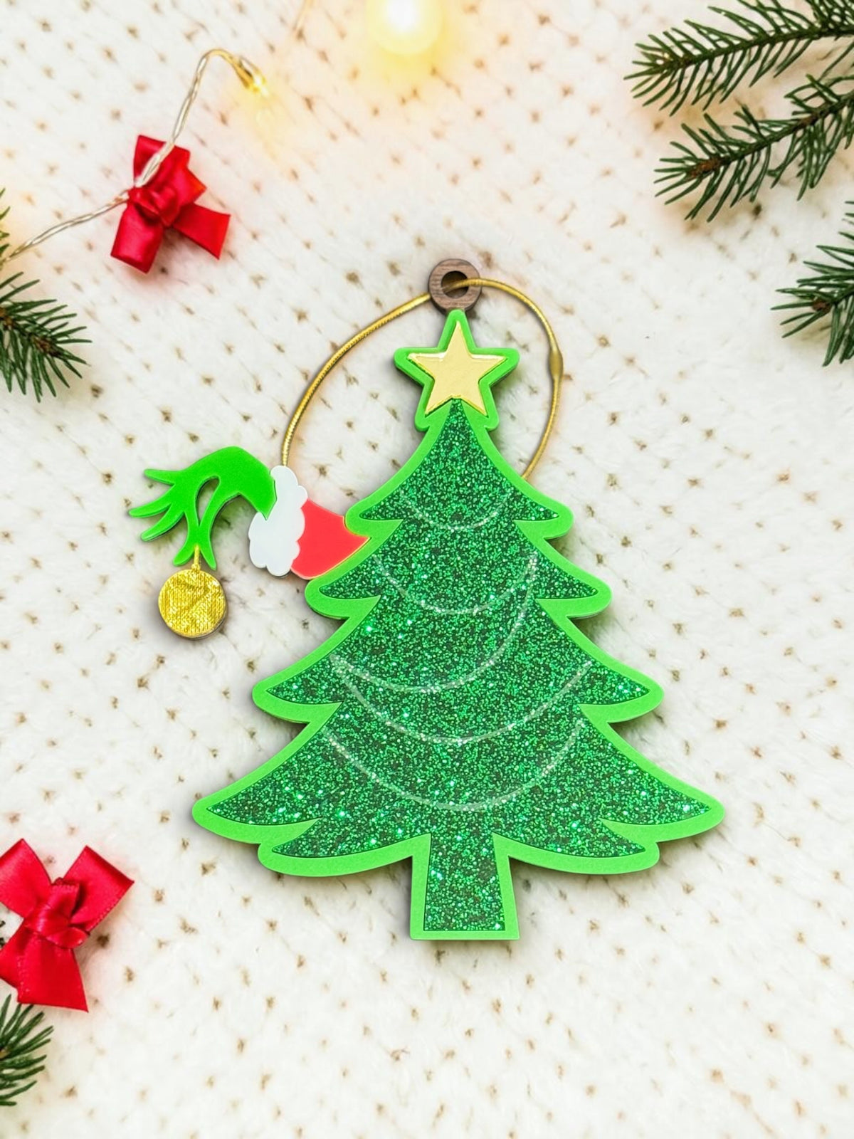 Personalized Grinchy Christmas Tree Ornament