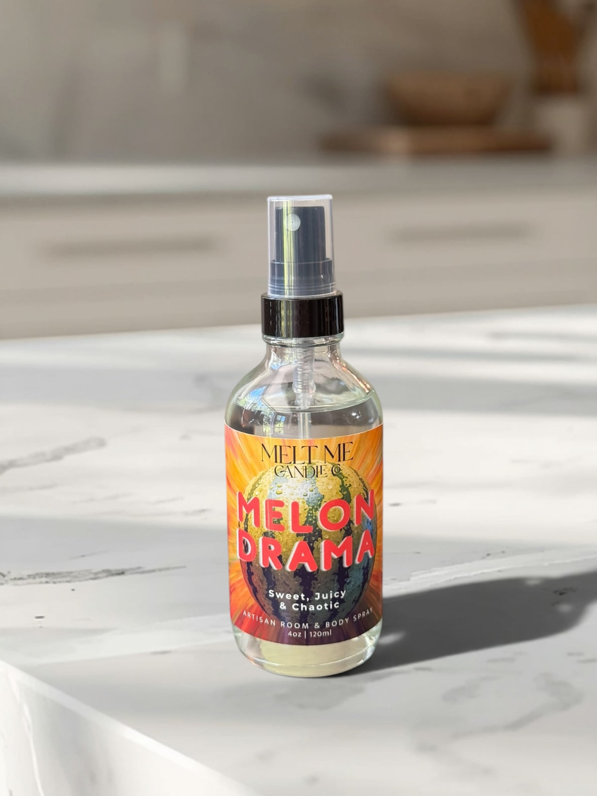 Melon Drama 4 oz room and body spray by Melt Me Candle Co