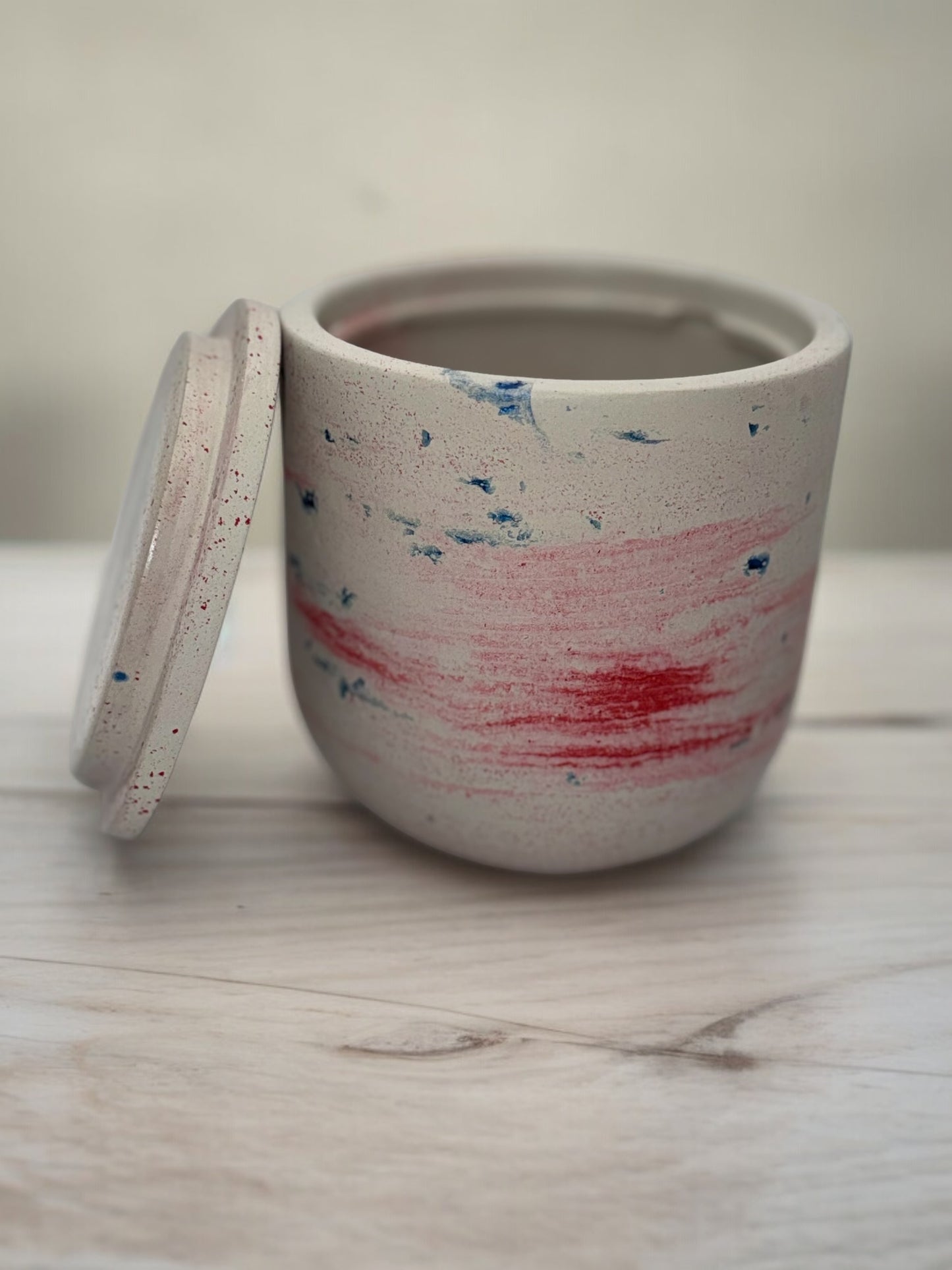 Hand-Poured Concrete Vessel - Red, White & Blue (4 of 4)