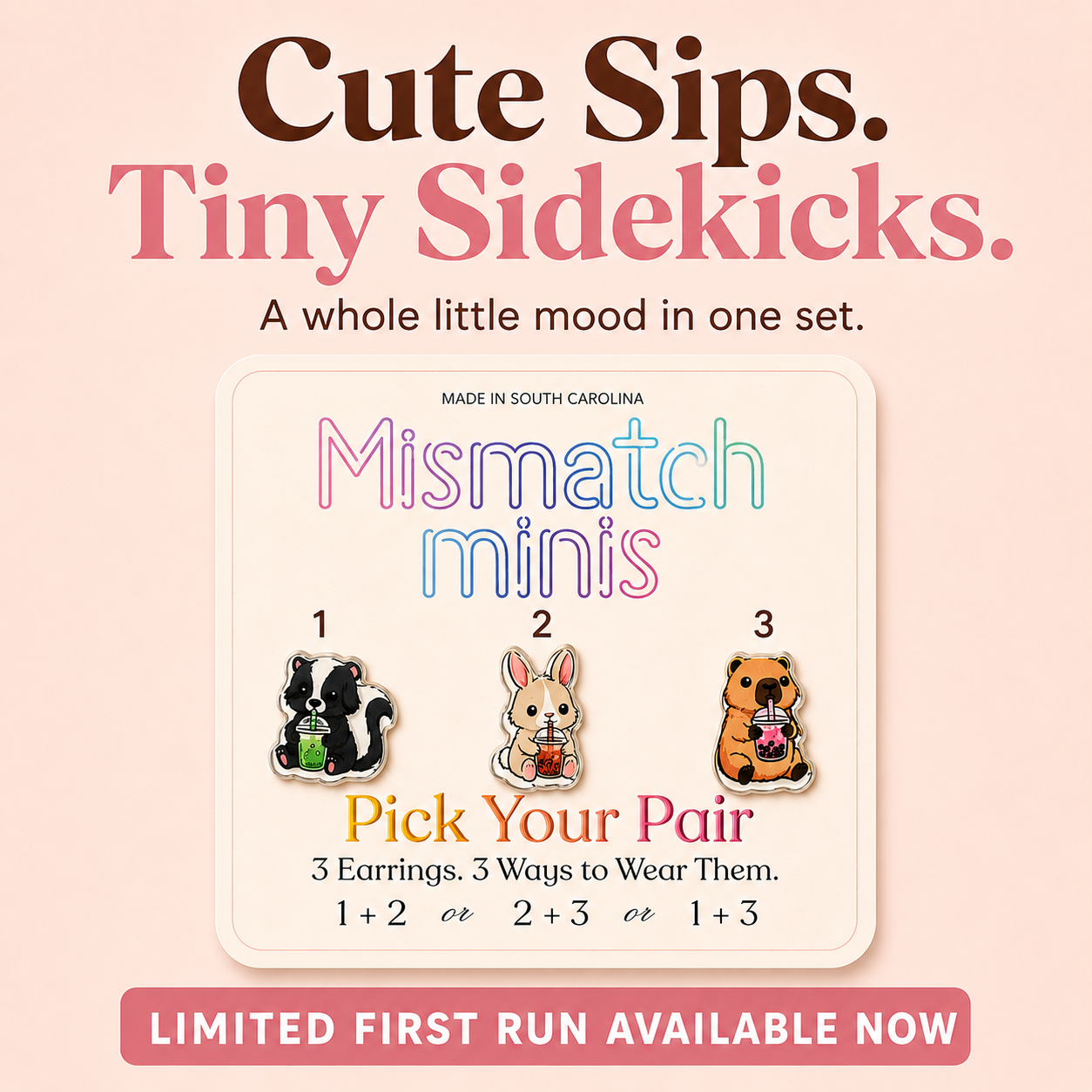 Cute Sips Woodland Crew  | Mismatch Minis Acrylic 3-Earring Set