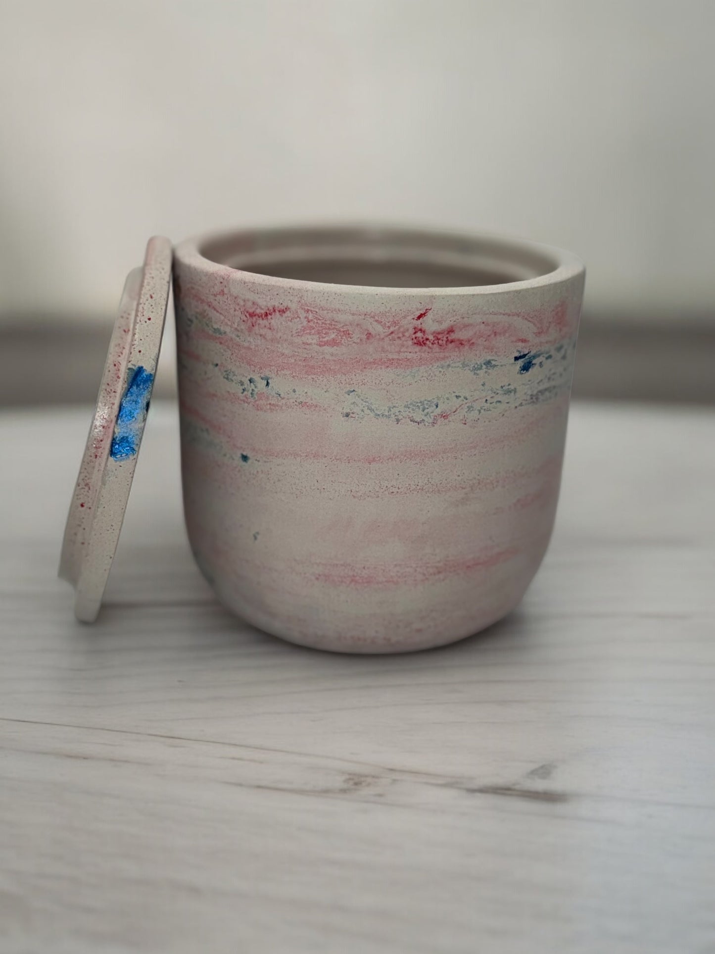 Hand-Poured Concrete Vessel - Red, White & Blue (1 of 4)