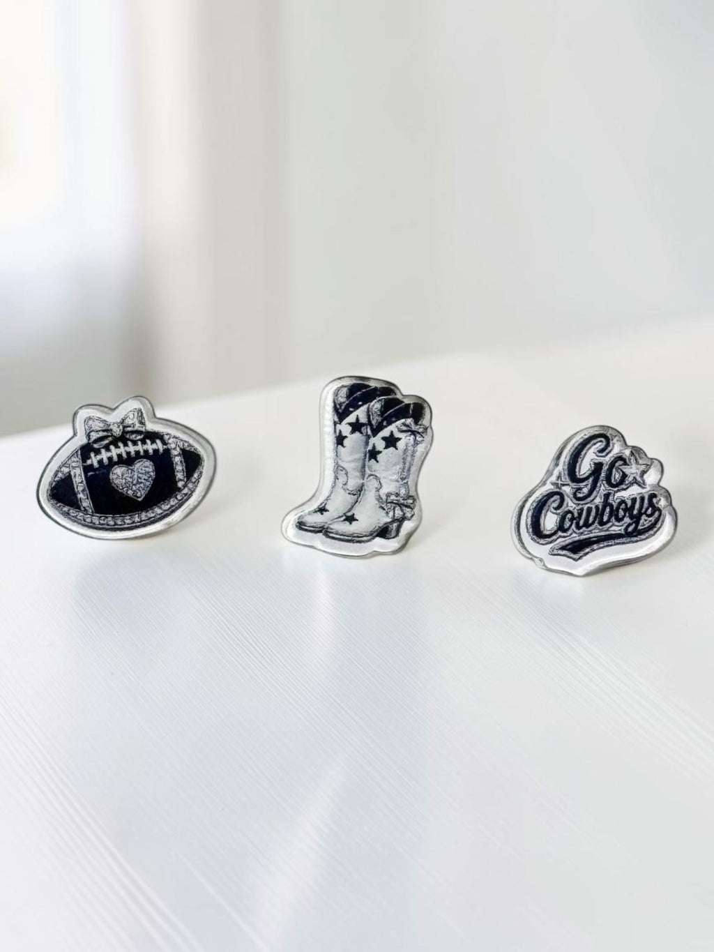 Cowboy Boots Football Acrylic Earring Studs | Navy Silver Game Day Gift | Go Cowboys