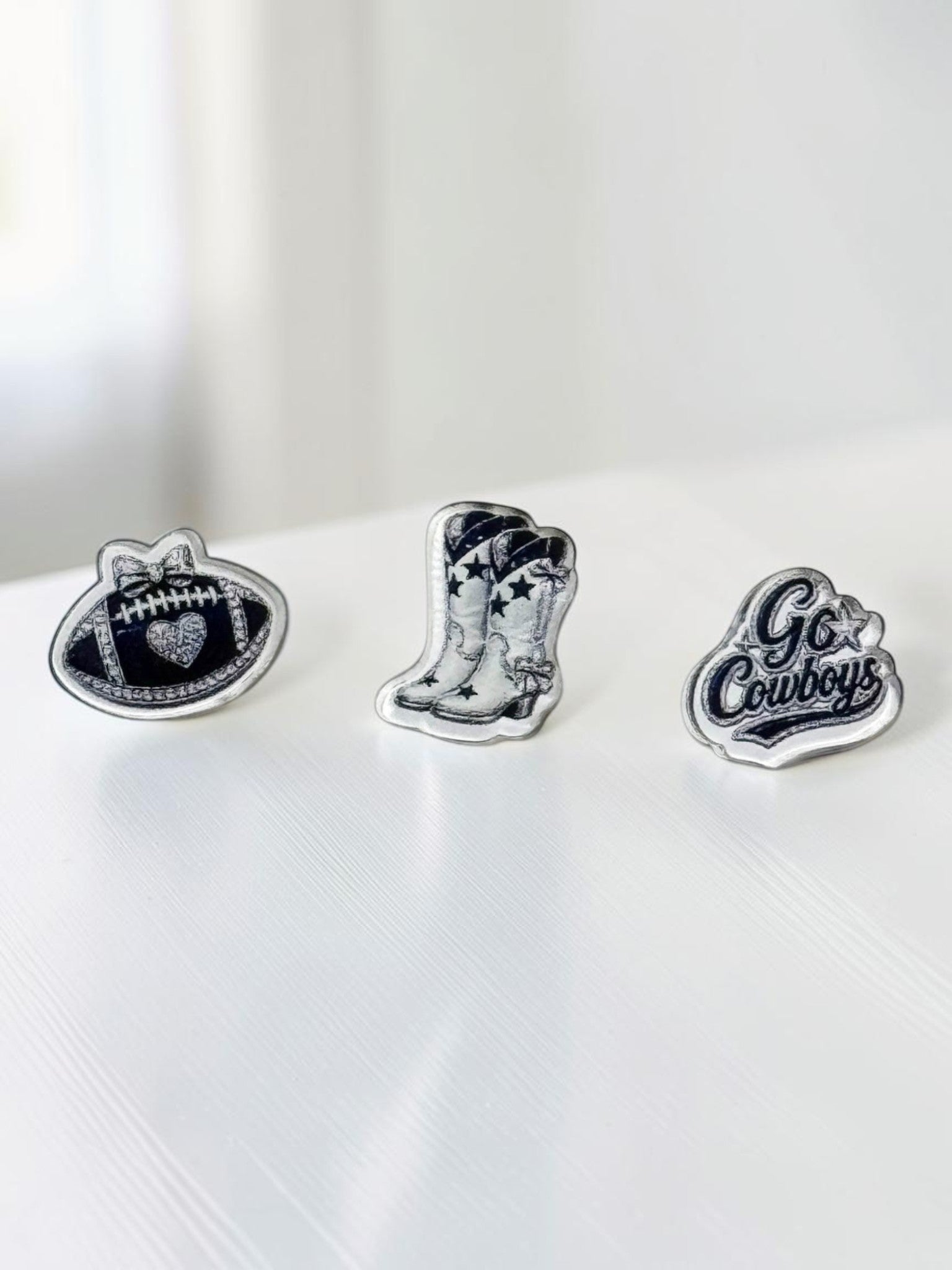 Cowboy Boots Football Acrylic Earring Studs | Navy Silver Game Day Gift | Go Cowboys