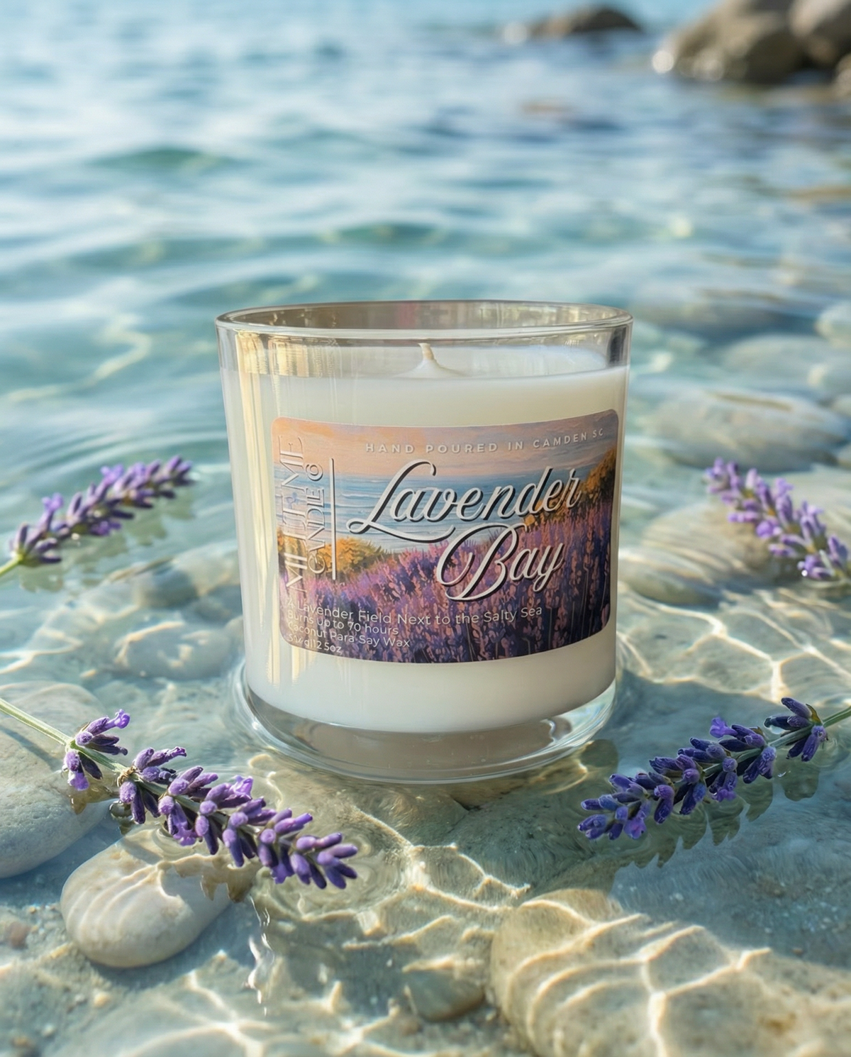 Lavender Bay 12.5 oz candle by Melt Me Candle Co