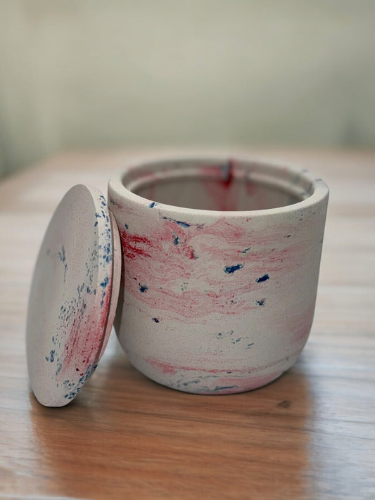 Hand-Poured Concrete Vessel - Red, White & Blue (2 of 4)