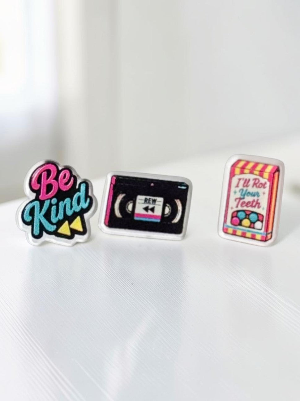 VHS Tape Movie Candy Acrylic Earring Studs | 90s Nostalgia Gift | Be Kind, Rewind