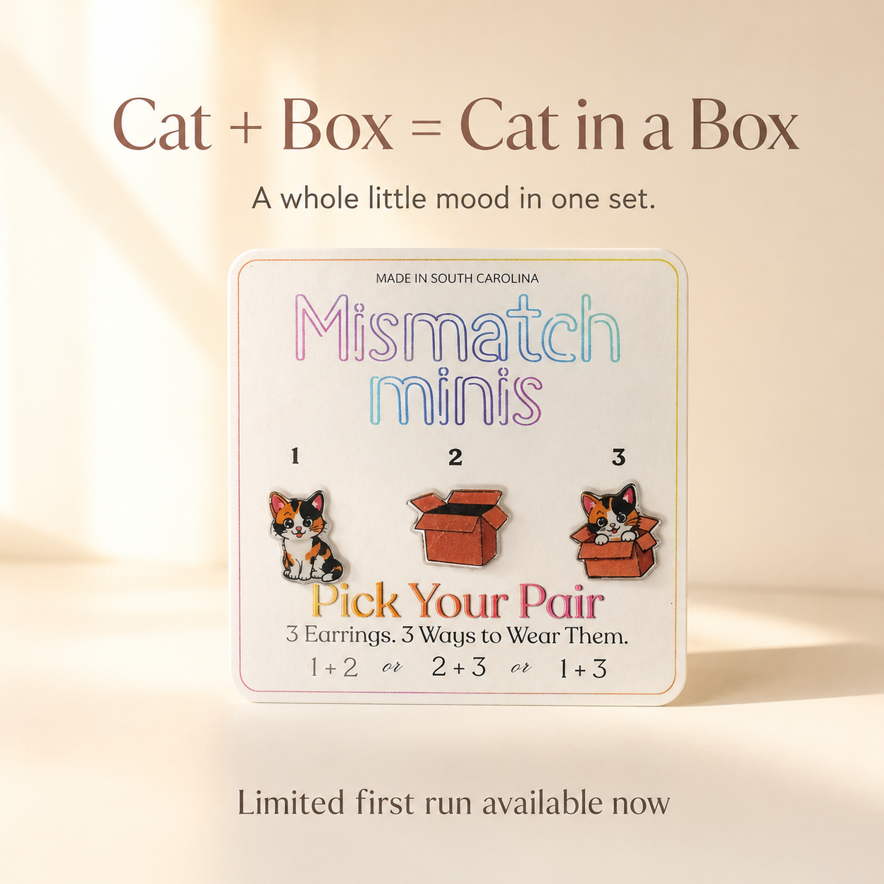 Cat in a Box  | Mismatch Minis Acrylic 3-Earring Set