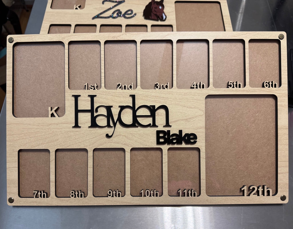 Angled view of Hayden Blake personalized K-12 school photo frame