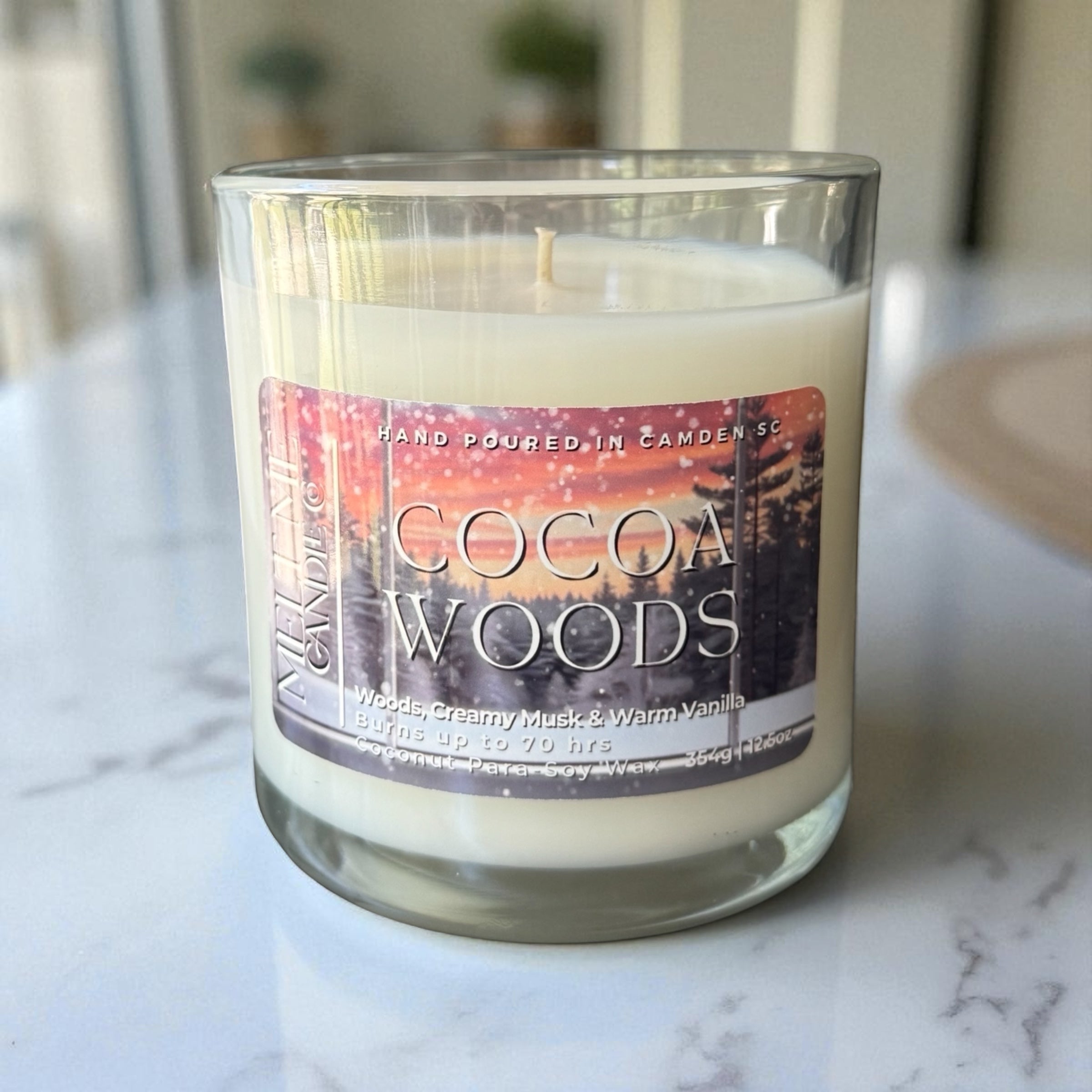 Cocoa Woods 12.5 oz candle by Melt Me Candle Co