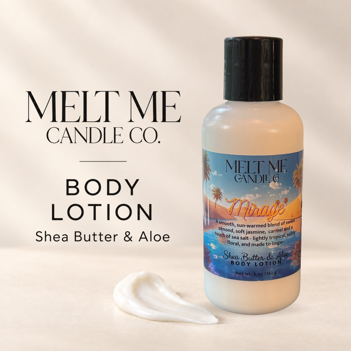 Mirage 5 oz shea butter and aloe body lotion by Melt Me Candle Co