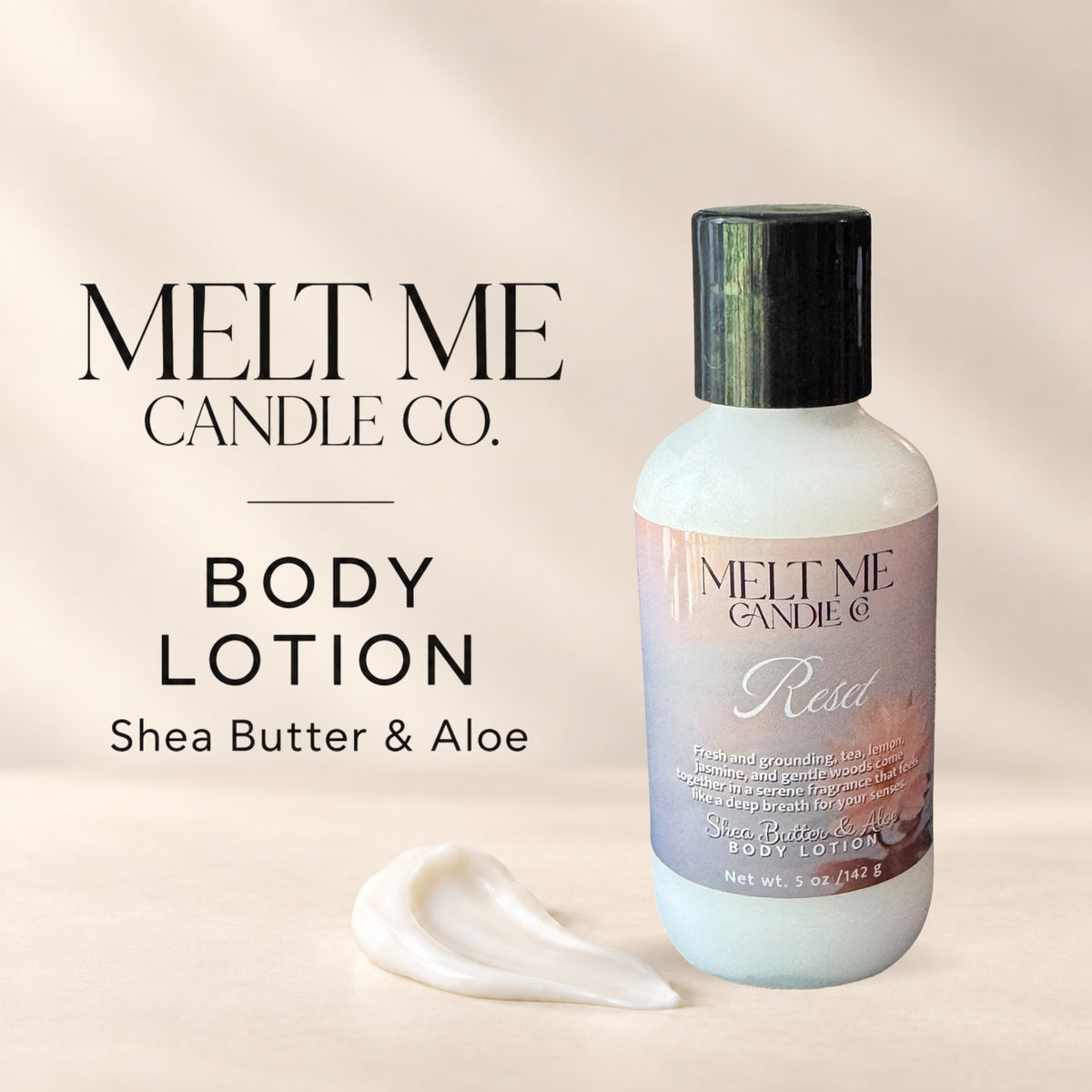 Reset 5 oz shea butter and aloe body lotion by Melt Me Candle Co
