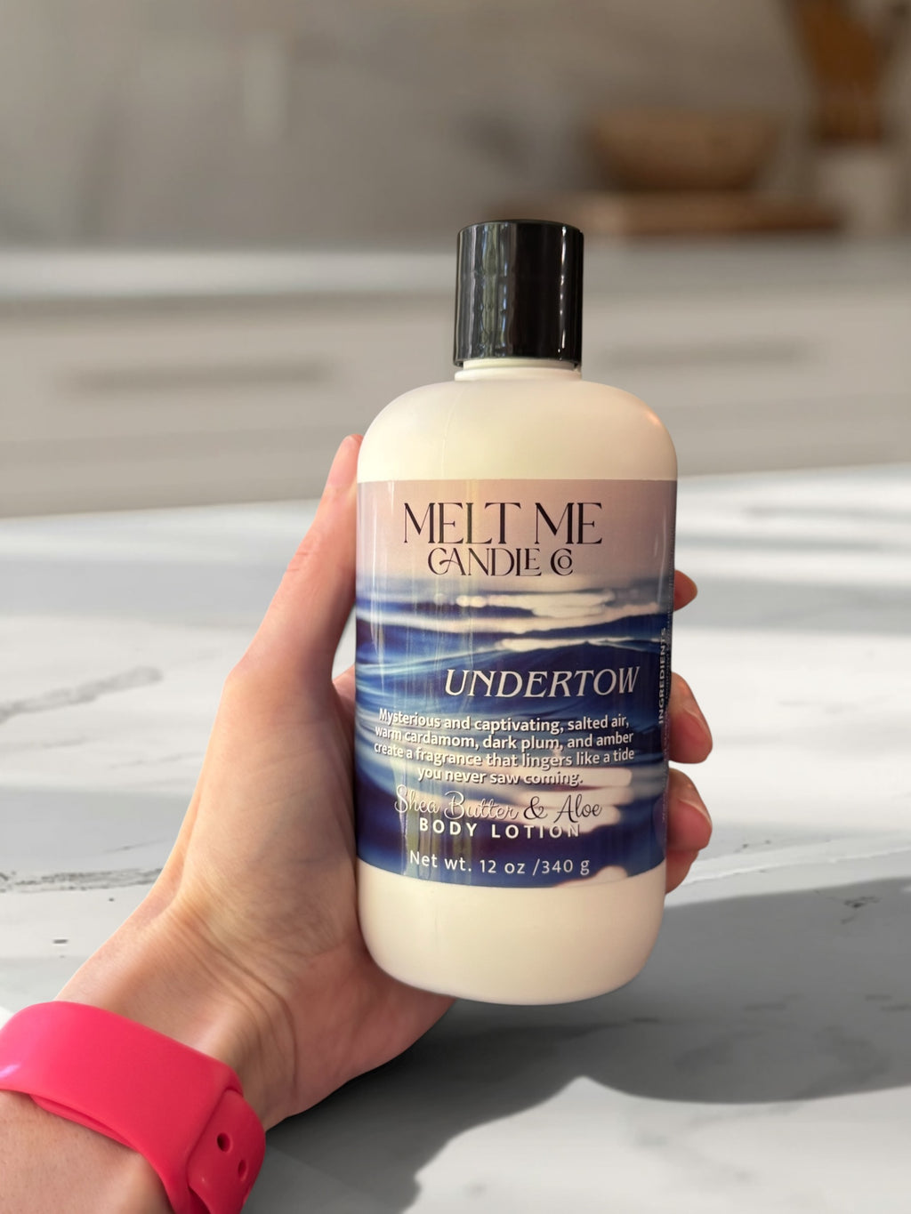 Undertow 12 oz shea butter and aloe body lotion - perspective view