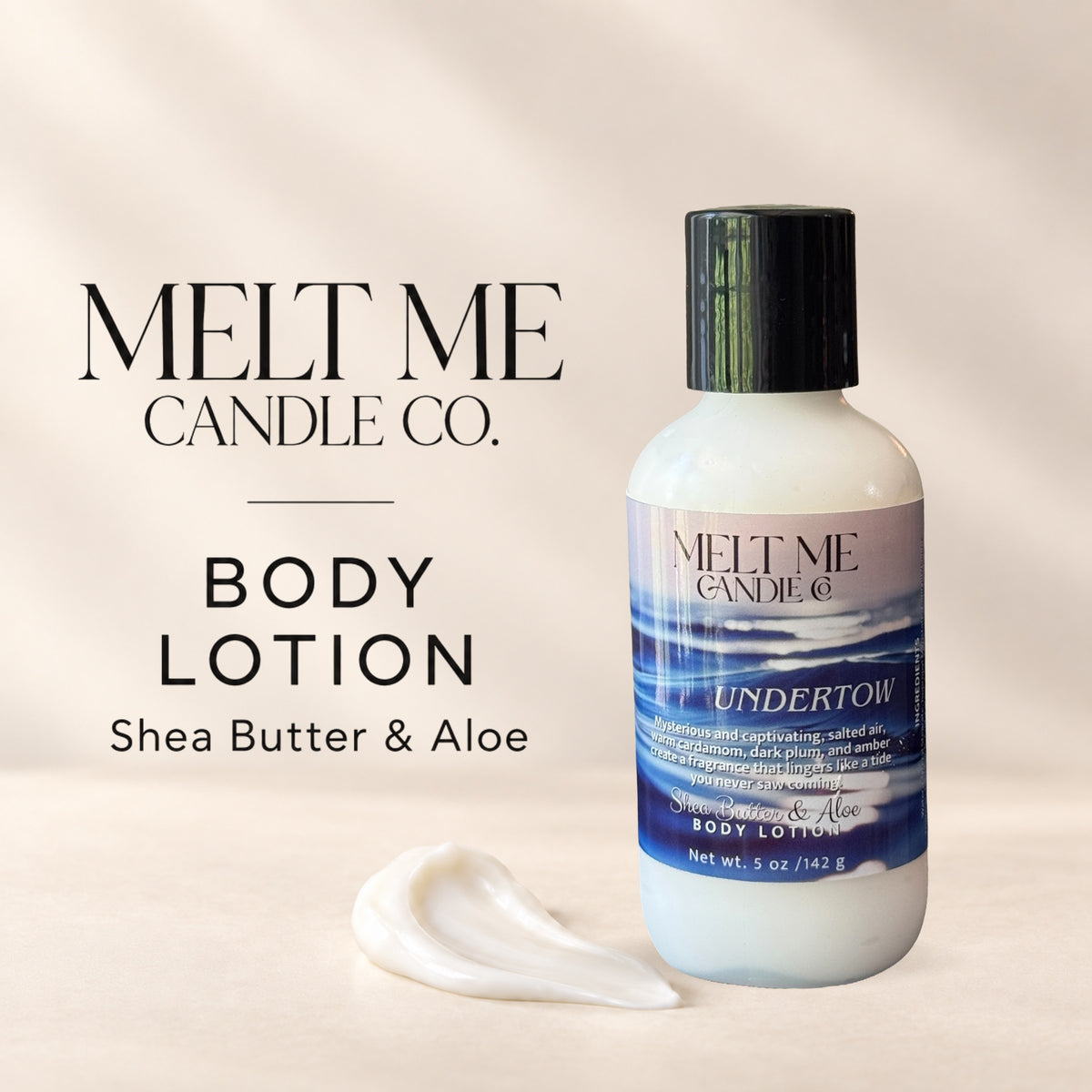 Undertow 5 oz shea butter and aloe body lotion by Melt Me Candle Co
